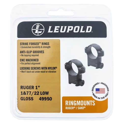 Leupold 49944 Ringmounts Scope Ring Set Ruger M77 Super High 1" Matte Black Steel Leupold 49944 Ringmounts Scope Ring Set Ruger M77 Super High 1" Matte Black Steel
