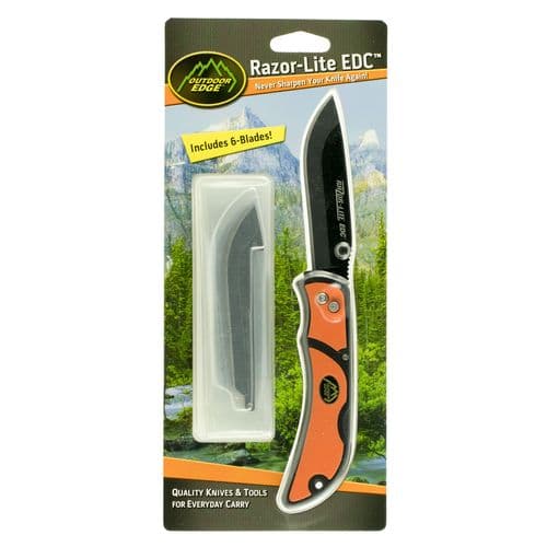 Outdoor Edge RLB30C Razor-Lite EDC 3.50" Folding Drop Point Tanto Plain 420J2 Stainless Steel Blade Polymer Black, Orange Inserts Handle Outdoor Edge RLB30C Razor-Lite EDC 3.50" Folding Drop Point Tanto Plain 420J2 Stainless Steel Blade Polymer Black, Orange Inserts Handle