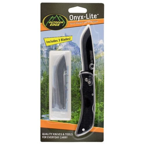 Outdoor Edge OX30C Onyx-Lite 3" Folding Plain 420J2 Stainless Steel Blade Black Polymer Black Handle Outdoor Edge OX30C Onyx-Lite 3" Folding Plain 420J2 Stainless Steel Blade Black Polymer Black Handle