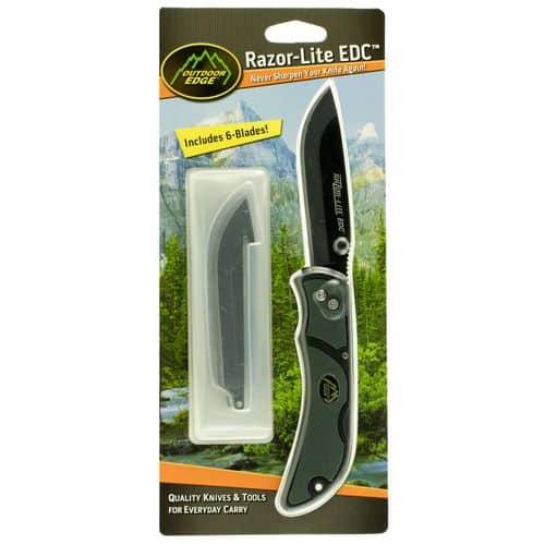 Outdoor Edge RLY50C Razor-Lite EDC 3.50" Folding Drop Point Tanto Plain 420J2 Stainless Steel Blade Polymer Black, Gray Inserts Handle Outdoor Edge RLY50C Razor-Lite EDC 3.50" Folding Drop Point Tanto Plain 420J2 Stainless Steel Blade Polymer Black, Gray Inserts Handle