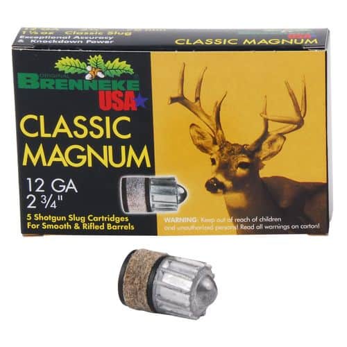 Brenneke SL122CLM Classic Magnum 12 Gauge 2.75" 1 1/8 oz Slug Shot 5 Bx/ 50 Cs Brenneke SL122CLM Classic Magnum 12 Gauge 2.75" 1 1/8 oz Slug Shot 5 Bx/ 50 Cs