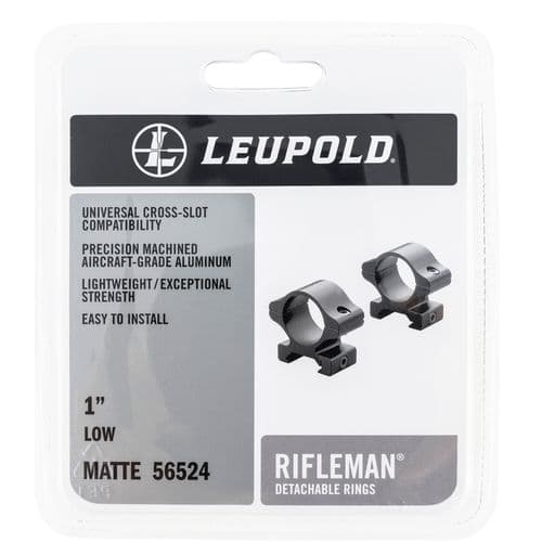 Leupold 56524 Rifleman Scope Ring Set Low 1" Matte Black Aluminum Leupold 56524 Rifleman Scope Ring Set Low 1" Matte Black Aluminum