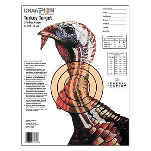 Champion Targets 45780 Life Size Hanging Paper 11" x 16" Turkey White 12 Per Pack Champion Targets 45780 Life Size Hanging Paper 11" x 16" Turkey White 12 Per Pack