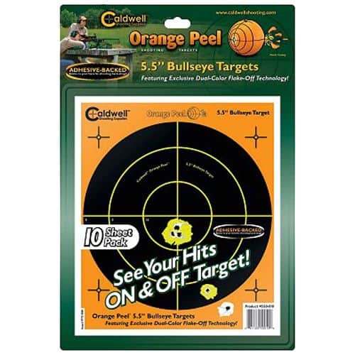 Caldwell 550010 Orange Peel Self-Adhesive Paper Bullseye Black/Orange 10 Per Pkg Caldwell 550010 Orange Peel Self-Adhesive Paper Bullseye Black/Orange 10 Per Pkg