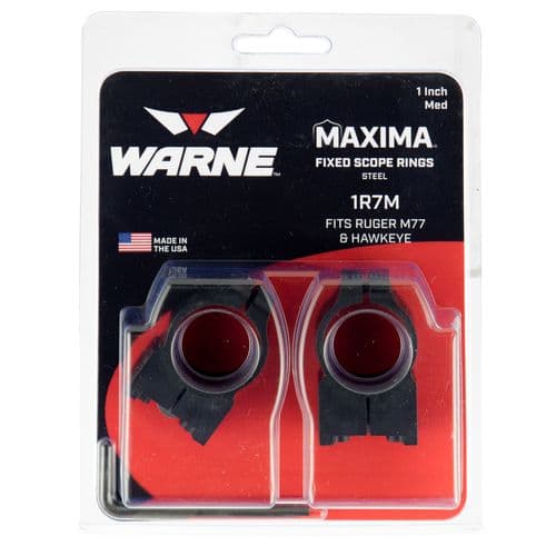 Warne 1TM Maxima Grooved Receiver Ring Set Dovetail Tikka, Fixed 1" Medium Matte Black Warne 1TM Maxima Grooved Receiver Ring Set Dovetail Tikka, Fixed 1" Medium Matte Black