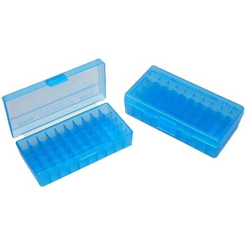 MTM Case-Gard P50-45-24 Case-Gard P-50 Multi-Caliber Handgun Clear Blue Polypropylene 50rd MTM Case-Gard P50-45-24 Case-Gard P-50 Multi-Caliber Handgun Clear Blue Polypropylene 50rd