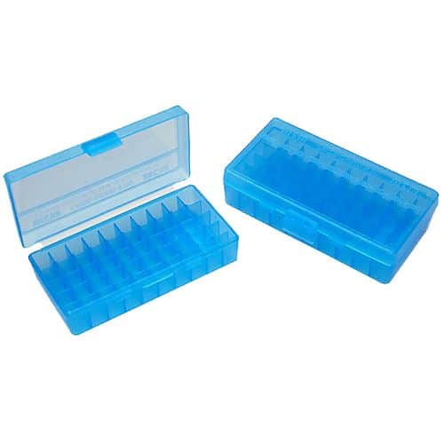 MTM Case-Gard P50-45-24 Case-Gard P-50 Multi-Caliber Handgun Clear Blue Polypropylene 50rd MTM Case-Gard P50-45-24 Case-Gard P-50 Multi-Caliber Handgun Clear Blue Polypropylene 50rd