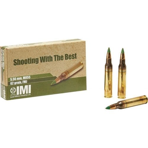 IMI 5.56x45mm NATO 62 Grain Green Tip 20 Round Box IMI 5.56x45mm NATO 62 Grain Green Tip 20 Round Box