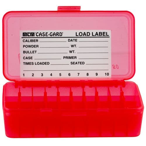 MTM Case-Gard P50-44-29 Case-Gard P-50 Multi-Caliber Handgun Clear Red Polypropylene 50rd MTM Case-Gard P50-44-29 Case-Gard P-50 Multi-Caliber Handgun Clear Red Polypropylene 50rd