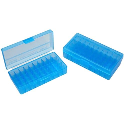 MTM Case-Gard P50-44-24 Case-Gard P-50 Multi-Caliber Handgun Clear Blue Polypropylene 50rd MTM Case-Gard P50-44-24 Case-Gard P-50 Multi-Caliber Handgun Clear Blue Polypropylene 50rd