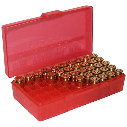 MTM Case-Gard P50-38-29 Case-Gard P-50 Multi-Caliber Handgun Clear Red Polypropylene 50rd MTM Case-Gard P50-38-29 Case-Gard P-50 Multi-Caliber Handgun Clear Red Polypropylene 50rd