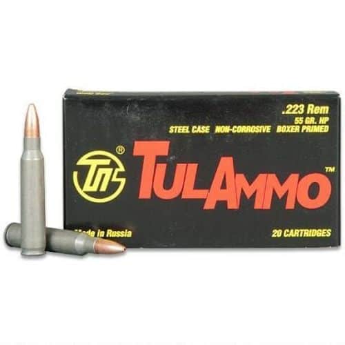 TulAmmo Steel Cased .223 Rem 55 Grain HP 20 Round Box TulAmmo Steel Cased .223 Rem 55 Grain HP 20 Round Box
