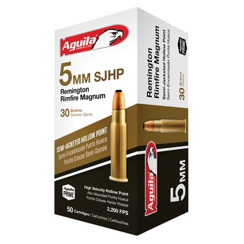 Aguila 1B222405 Special 5mm Rem Rimfire Mag 30 gr Semi-Jacketed Hollow Point (SJHP) 50 Bx/20 Cs Aguila 1B222405 Special 5mm Rem Rimfire Mag 30 gr Semi-Jacketed Hollow Point (SJHP) 50 Bx/20 Cs