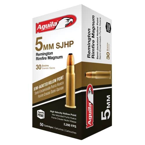 Aguila 1B222405 Special 5mm Rem Rimfire Mag 30 gr Semi-Jacketed Hollow Point (SJHP) 50 Bx/20 Cs Aguila 1B222405 Special 5mm Rem Rimfire Mag 30 gr Semi-Jacketed Hollow Point (SJHP) 50 Bx/20 Cs