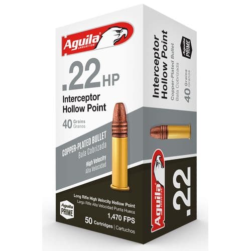 Aguila 1B220321 Interceptor 22 LR 40 gr Copper Plated Hollow Point (CPHP) 50 Bx Aguila 1B220321 Interceptor 22 LR 40 gr Copper Plated Hollow Point (CPHP) 50 Bx
