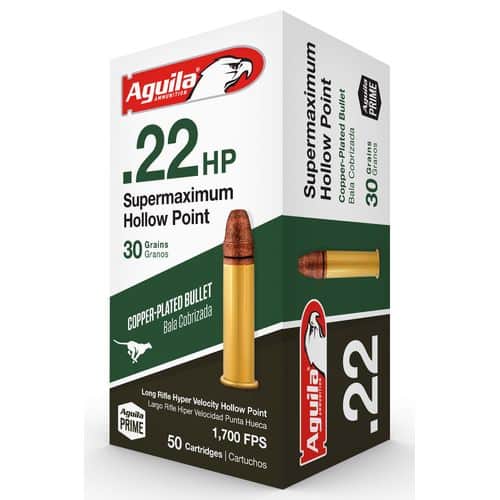 Aguila 1B222297 Supermaximum 22 LR 30 gr Hollow Point (HP) 50 Bx/100 Cs Aguila 1B222297 Supermaximum 22 LR 30 gr Hollow Point (HP) 50 Bx/100 Cs