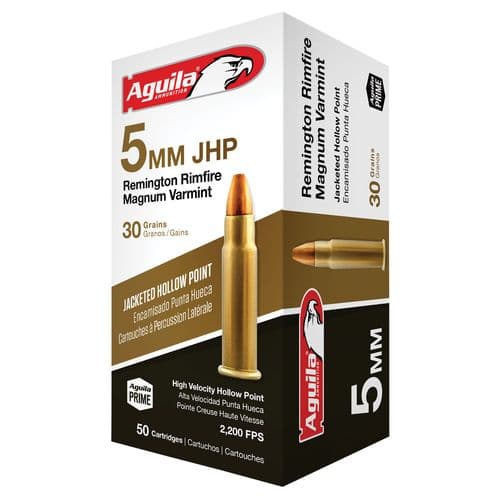 Aguila 1B222406 Special 5mm Rem Rimfire Mag 30 gr Jacketed Hollow Point (JHP) 50 Bx/ 20 Cs Aguila 1B222406 Special 5mm Rem Rimfire Mag 30 gr Jacketed Hollow Point (JHP) 50 Bx/ 20 Cs