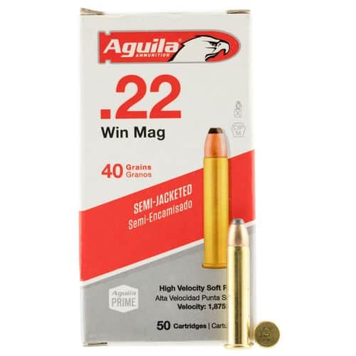 Aguila 1B222401 Silver Eagle High Velocity 22 Mag 40 gr Semi-Jacketed Soft Point 50 Bx/20 Cs Aguila 1B222401 Silver Eagle High Velocity 22 Mag 40 gr Semi-Jacketed Soft Point 50 Bx/20 Cs