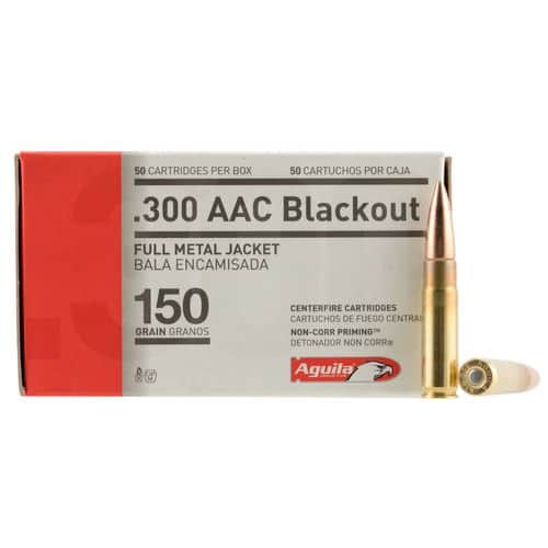 Aguila 1E300110 Rifle 300 Blackout 150 gr Full Metal Jacket Boat-Tail (FMJBT) 50 Bx/ 20 Cs Aguila 1E300110 Rifle 300 Blackout 150 gr Full Metal Jacket Boat-Tail (FMJBT) 50 Bx/ 20 Cs