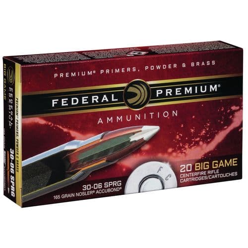 Federal P3006A2 Premium 30-06 Springfield 165 gr Nosler Accubond (AB) 20 Bx/ 10 Cs Federal P3006A2 Premium 30-06 Springfield 165 gr Nosler Accubond (AB) 20 Bx/ 10 Cs
