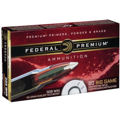 Federal P308A1 Premium 308 Win 165 gr Nosler Accubond (AB) 20 Bx/ 10 Cs Federal P308A1 Premium 308 Win 165 gr Nosler Accubond (AB) 20 Bx/ 10 Cs