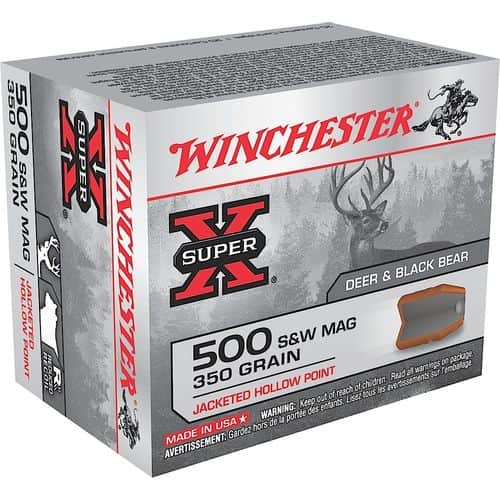 Winchester Ammo X500SW Super X 500 S&W 350 gr Jacketed Hollow Point (JHP) 20 Bx/ 10 Cs Winchester Ammo X500SW Super X 500 S&W 350 gr Jacketed Hollow Point (JHP) 20 Bx/ 10 Cs