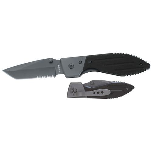 Ka-Bar 3075 Warthog 3" Folding Tanto Part Serrated 420 Stainless Steel Blade G10 Black Handle Ka-Bar 3075 Warthog 3" Folding Tanto Part Serrated 420 Stainless Steel Blade G10 Black Handle
