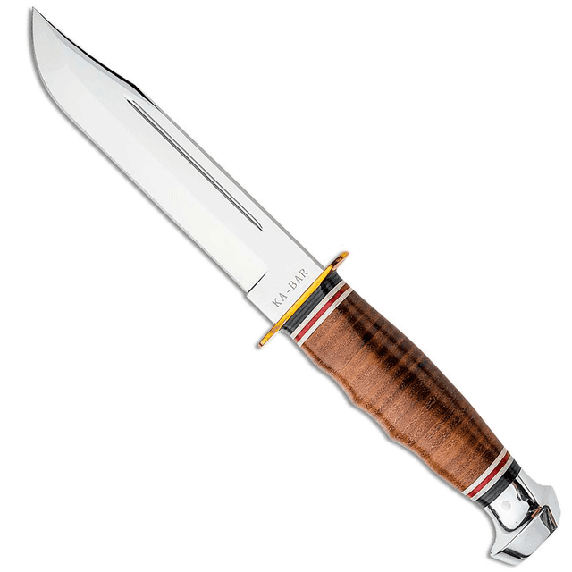 Ka-Bar 1235 Marine Hunter 5.88" Fixed Clip Point Plain 1.4116 Stainless Steel Blade Stacked Leather w/Finger Grooves Handle Ka-Bar 1235 Marine Hunter 5.88" Fixed Clip Point Plain 1.4116 Stainless Steel Blade Stacked Leather w/Finger Grooves Handle