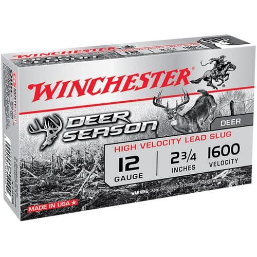 Winchester Ammo Deer Season High Velocity 12 Gauge 2.75" 1 1/8 oz Slug Shot - X12DS Winchester Ammo Deer Season High Velocity 12 Gauge 2.75" 1 1/8 oz Slug Shot - X12DS