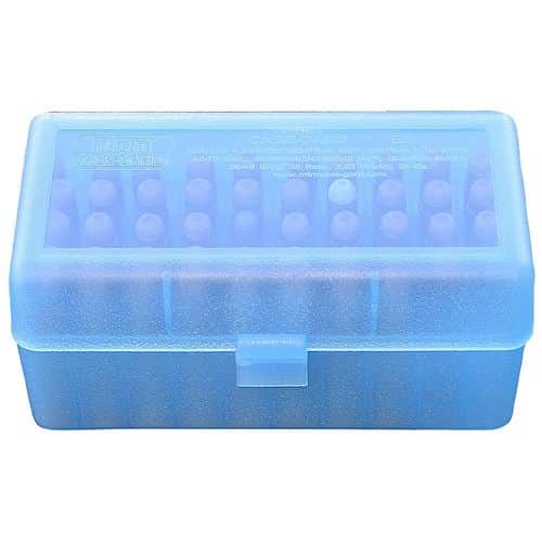 MTM Case-Gard RMLD-50-24 Case-Gard R-50 Multi-Caliber/28 Gauge Rifle/Shotgun Clear Blue Polypropylene 50rd MTM Case-Gard RMLD-50-24 Case-Gard R-50 Multi-Caliber/28 Gauge Rifle/Shotgun Clear Blue Polypropylene 50rd