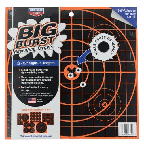 Birchwood Casey 36123 Big Burst Self-Adhesive Paper Bullseye Black/Orange 3 Per Pkg Birchwood Casey 36123 Big Burst Self-Adhesive Paper Bullseye Black/Orange 3 Per Pkg