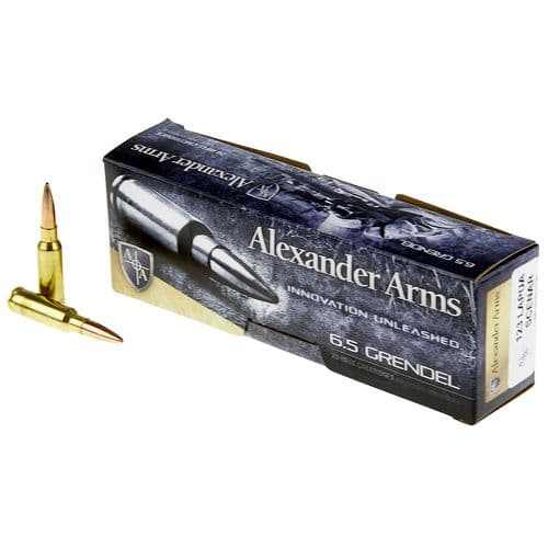 Alexander Arms AG123LSBOX Rifle Ammo 6.5 Grendel 123 gr Hollow Point Boat-Tail (HPBT) 20 Bx/ 10 Cs Alexander Arms AG123LSBOX Rifle Ammo 6.5 Grendel 123 gr Hollow Point Boat-Tail (HPBT) 20 Bx/ 10 Cs
