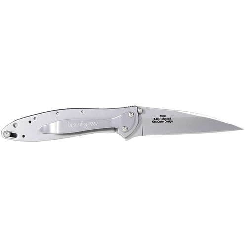 Kershaw 1660 Leek 3" Drop Point Plain Bead Blasted 14C28N Sandvik 410 Stainless Blead Blasted Handle Folding Kershaw 1660 Leek 3" Drop Point Plain Bead Blasted 14C28N Sandvik 410 Stainless Blead Blasted Handle Folding