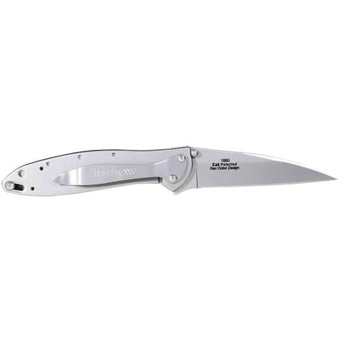 Kershaw 1660 Leek 3" Drop Point Plain Bead Blasted 14C28N Sandvik 410 Stainless Blead Blasted Handle Folding Kershaw 1660 Leek 3" Drop Point Plain Bead Blasted 14C28N Sandvik 410 Stainless Blead Blasted Handle Folding