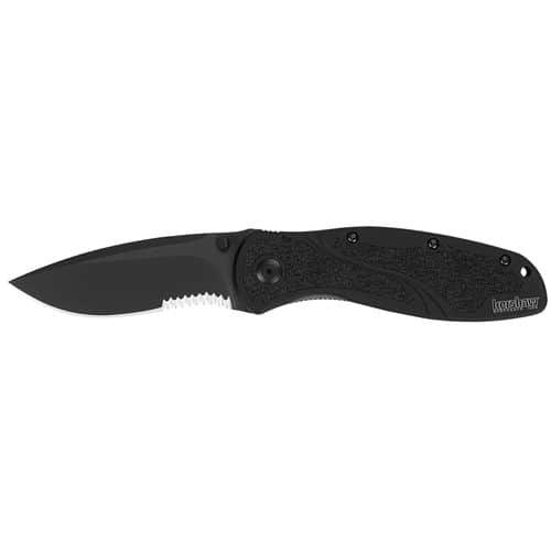 Kershaw 1670BLKST Blur 3.40" Drop Point w/Recurve Part Serrated DLC Blackwash 14C28N Sandvik Black Anodized Aluminum Handle Folding Kershaw 1670BLKST Blur 3.40" Drop Point w/Recurve Part Serrated DLC Blackwash 14C28N Sandvik Black Anodized Aluminum Handle Folding