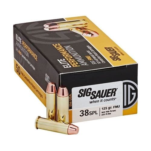 Sig Sauer Elite Performance Ammunition .38 Special 125 Grain FMJ 50 Round Box Sig Sauer Elite Performance Ammunition .38 Special 125 Grain FMJ 50 Round Box