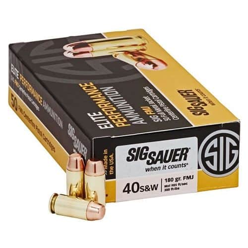Sig Sauer Elite Performance Ammunition .40 S&W 180 Grain FMJ 50 Round Box Sig Sauer Elite Performance Ammunition .40 S&W 180 Grain FMJ 50 Round Box