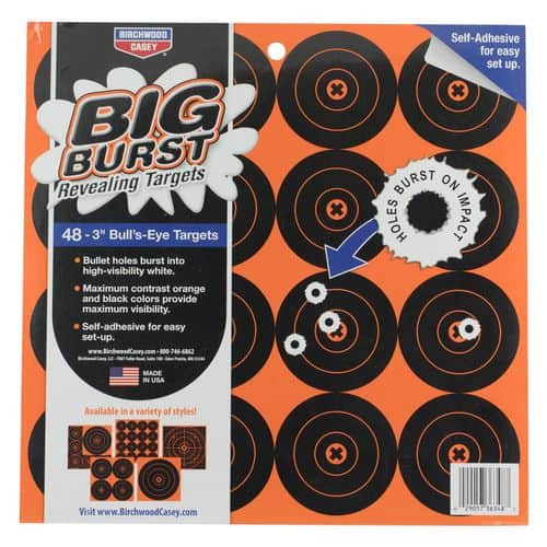 Birchwood Casey 36348 Big Burst Self-Adhesive Paper Bullseye Black/Orange 48 Targets Birchwood Casey 36348 Big Burst Self-Adhesive Paper Bullseye Black/Orange 48 Targets