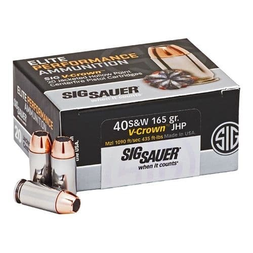 Sig Sauer Elite Performance 40 S&W 165 gr V Crown Jacketed Hollow Point - E40SW120 Sig Sauer Elite Performance 40 S&W 165 gr V Crown Jacketed Hollow Point - E40SW120