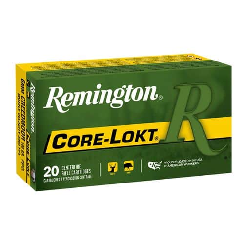 Remington Ammunition 29049 Core-Lokt 6mm Creedmoor 100 gr Core-Lokt Pointed Soft Point (PSPCL) 20 Bx Remington Ammunition 29049 Core-Lokt 6mm Creedmoor 100 gr Core-Lokt Pointed Soft Point (PSPCL) 20 Bx