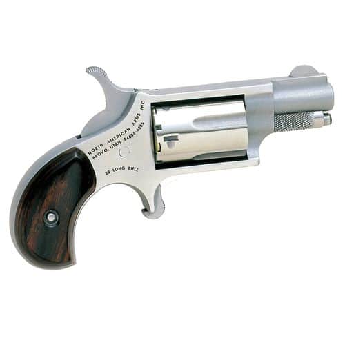 North American Arms 22LR Mini-Revolver *CA Compliant 22 LR 5rd 1.13" Overall Stainless Steel with Rosewood Birdshead Grip North American Arms 22LR Mini-Revolver *CA Compliant 22 LR 5rd 1.13" Overall Stainless Steel with Rosewood Birdshead Grip