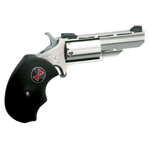 North American Arms BWC Black Widow  22 LR,22 Mag 5rd 2" Overall Stainless Steel with Black Oversized Rubber Grip & Fixed Sights North American Arms BWC Black Widow  22 LR,22 Mag 5rd 2" Overall Stainless Steel with Black Oversized Rubber Grip & Fixed Sights