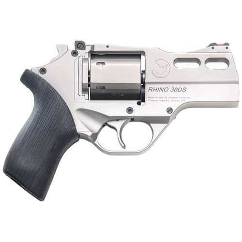 Chiappa Firearms 340290 Rhino 30DS 357 Mag 6rd 3" Nickel-Plated Steel Barrel & Cylinder Nickel-Plated Aluminum Frame with Black Rubber Grip Chiappa Firearms 340290 Rhino 30DS 357 Mag 6rd 3" Nickel-Plated Steel Barrel & Cylinder Nickel-Plated Aluminum Frame with Black Rubber Grip