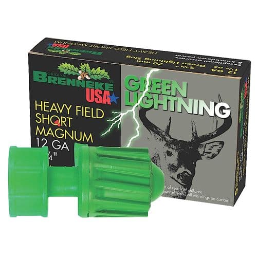 Brenneke SL122HFSGL Green Lightning 12 Gauge 2.75" 1 1/4 oz Slug Shot 5 Bx/ 50 Cs Brenneke SL122HFSGL Green Lightning 12 Gauge 2.75" 1 1/4 oz Slug Shot 5 Bx/ 50 Cs
