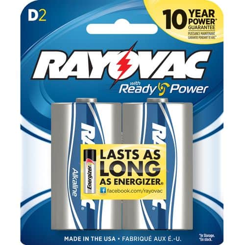 Rayovac 813-2F D Alkaline 1.5 Volt Alkaline 12000 mAh 2pk Rayovac 813-2F D Alkaline 1.5 Volt Alkaline 12000 mAh 2pk