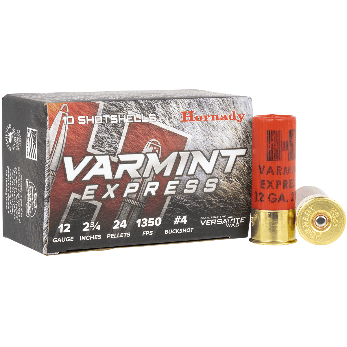 Hornady 86243 Varmint Express Buckshot 12 Gauge 2.75" 24 Pellets 4 Buck Shot 10 Bx Hornady 86243 Varmint Express Buckshot 12 Gauge 2.75" 24 Pellets 4 Buck Shot 10 Bx