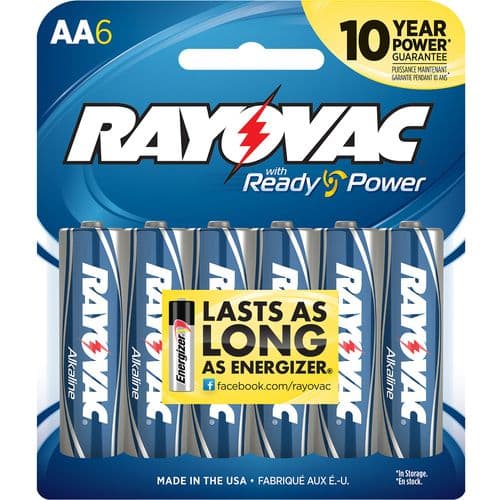 Rayovac 815-6F AA Alkaline 1.5 Volt Alkaline 2700 mAh 6pk Rayovac 815-6F AA Alkaline 1.5 Volt Alkaline 2700 mAh 6pk