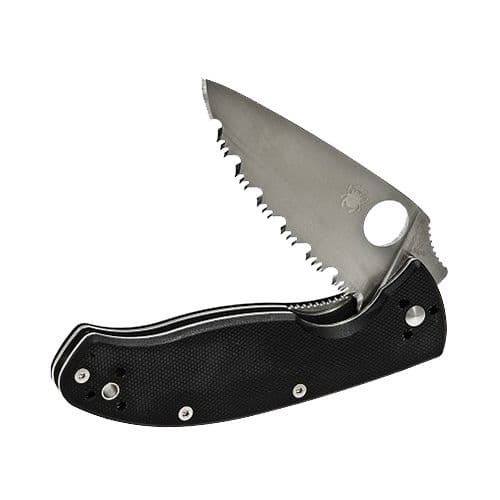 Spyderco C122GS Tenacious 3.39" Folding Drop Point Serrated 8Cr13MoV SS Blade/ G10 Black Handle Spyderco C122GS Tenacious 3.39" Folding Drop Point Serrated 8Cr13MoV SS Blade/ G10 Black Handle