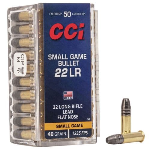 CCI 0058 SGB 22 LR 40 gr Lead Flat Nose (LFN) 50 Bx/ 100 Cs CCI 0058 SGB 22 LR 40 gr Lead Flat Nose (LFN) 50 Bx/ 100 Cs