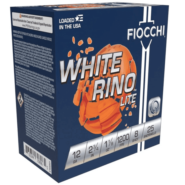 Fiocchi 12WRNL8 Exacta Target White Rino Lite 12 Gauge 2.75" 1 1/8 oz 8 Shot 25 Per Box Fiocchi 12WRNL8 Exacta Target White Rino Lite 12 Gauge 2.75" 1 1/8 oz 8 Shot 25 Per Box